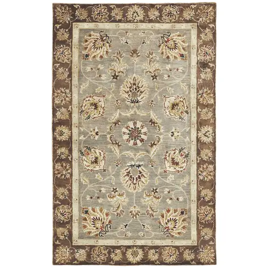 Grey Mocha Hand Tufted Traditional Floral Indoor Area Rug Photo 5