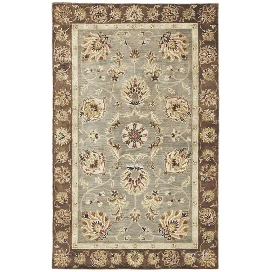 Grey Mocha Hand Tufted Traditional Floral Indoor Area Rug Photo 1