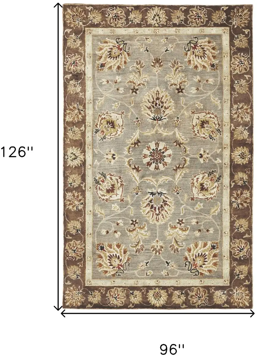 Grey Mocha Hand Tufted Traditional Floral Indoor Area Rug Photo 8