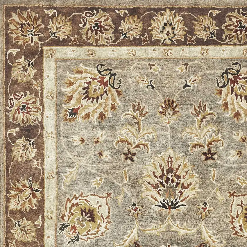 Grey Mocha Hand Tufted Wool Traditional Floral Indoor Area Rug Photo 2