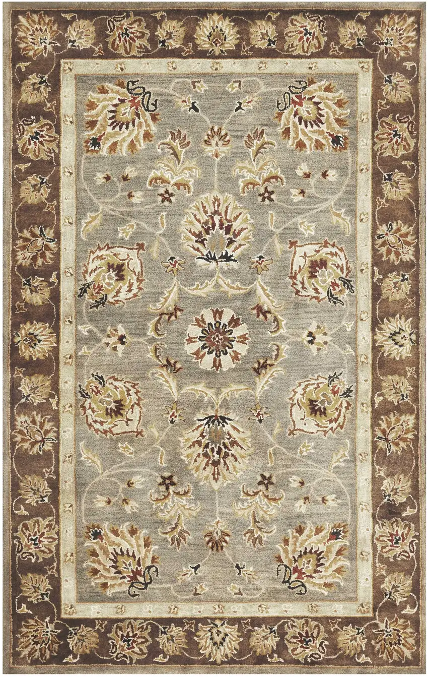 Gray Brown And Ivory Wool Floral Medallion Hand Tufted Area Rug Photo 2