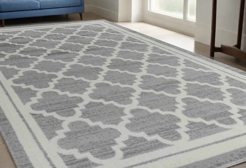 5' X 8' Grey Moroccan Area Rug Photo 1