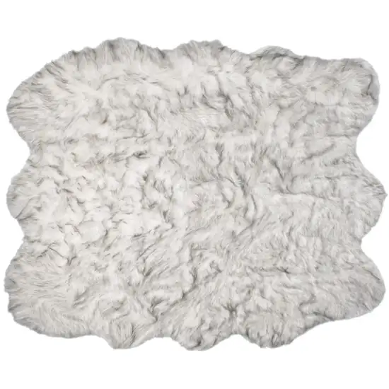 Gray Faux Sheepskin Ombre Shag Washable Area Rug Photo 2