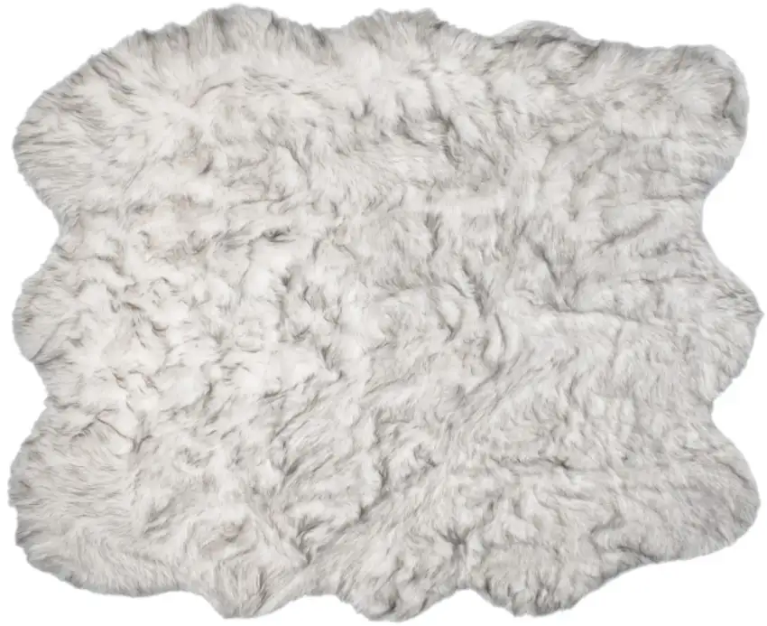 Gray Faux Sheepskin Ombre Shag Washable Area Rug Photo 2