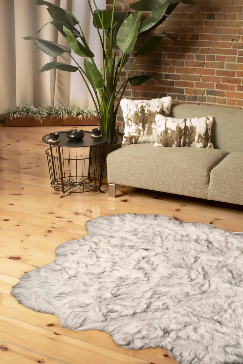 Grey Ombre Faux Sheepskin Non Skid Area Rug Photo 1