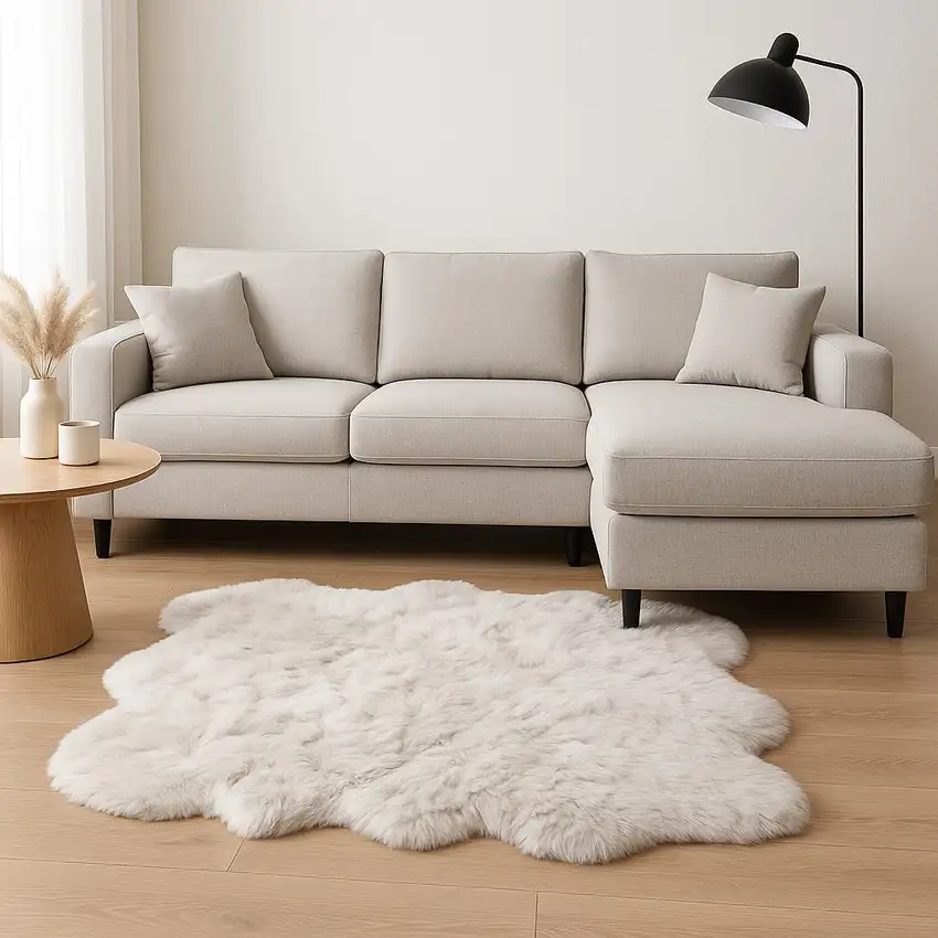 Gray Faux Sheepskin Ombre Shag Washable Area Rug Photo 1
