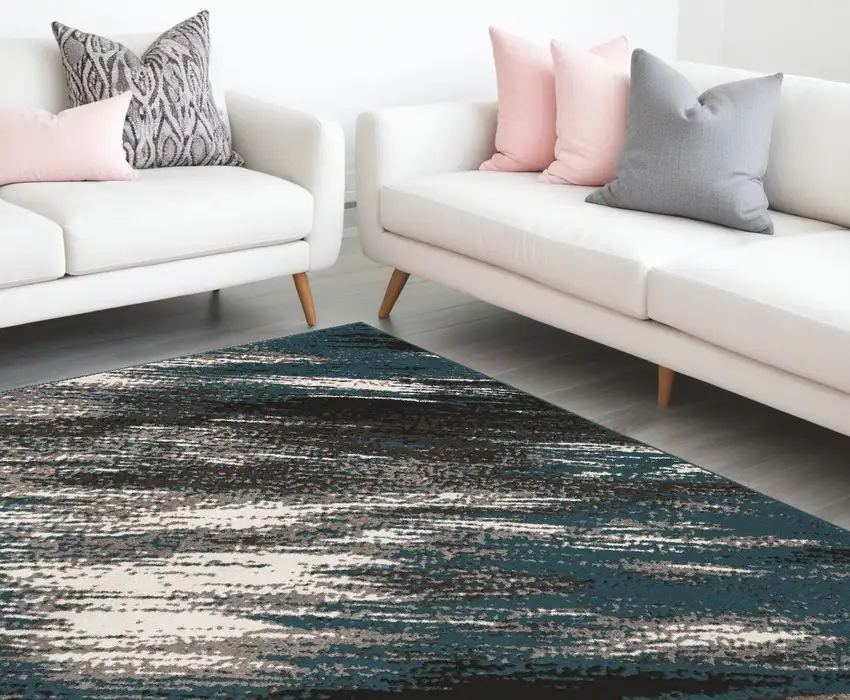Grey Or Blue Abstract Design Indoor Area Rug Photo 1