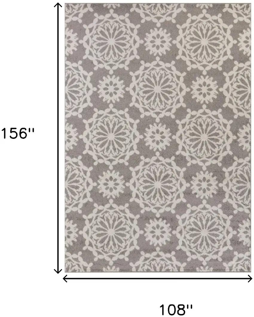 Gray and Ivory Floral Area Rug Photo 3