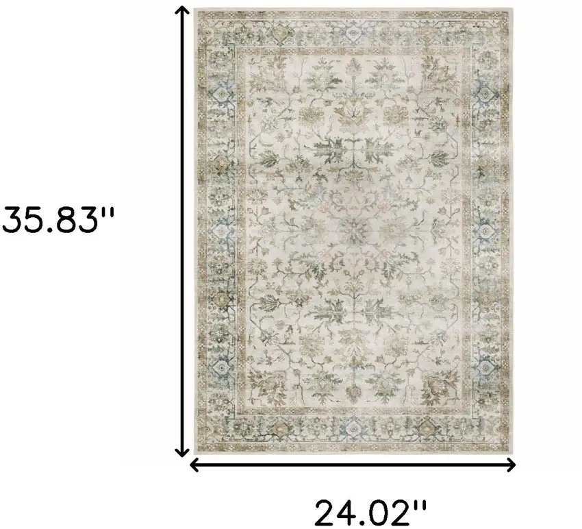 Grey Orange Blue Gold Green And Rust Oriental Printed Stain Resistant Non Skid Area Rug Photo 3