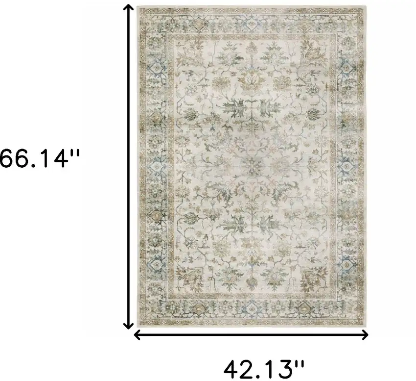 Blue and Gray Oriental Non Skid Area Rug Photo 3