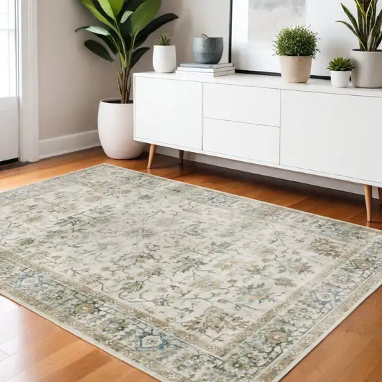 Blue and Gray Oriental Non Skid Area Rug Photo 1