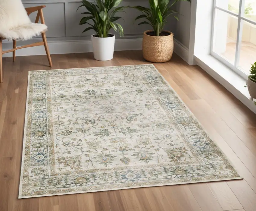 Blue and Gray Oriental Non Skid Area Rug Photo 1