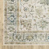 Photo of Grey Orange Blue Gold Green And Rust Oriental Printed Stain Resistant Non Skid Area Rug
