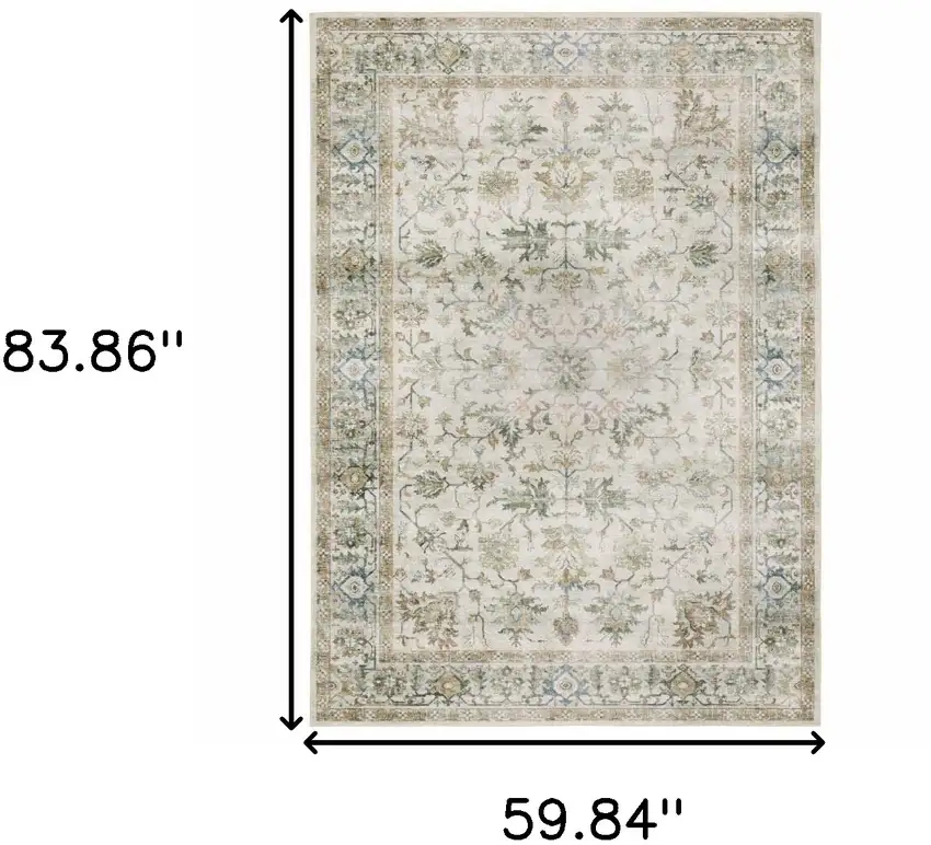 Grey Orange Blue Gold Green And Rust Oriental Printed Stain Resistant Non Skid Area Rug Photo 3