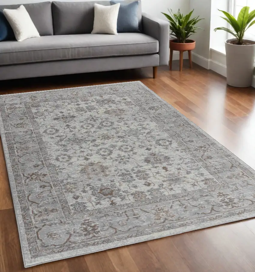5' X 8' Grey Oriental Area Rug Photo 1