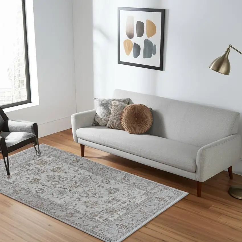 5' X 8' Grey Oriental Area Rug Photo 1