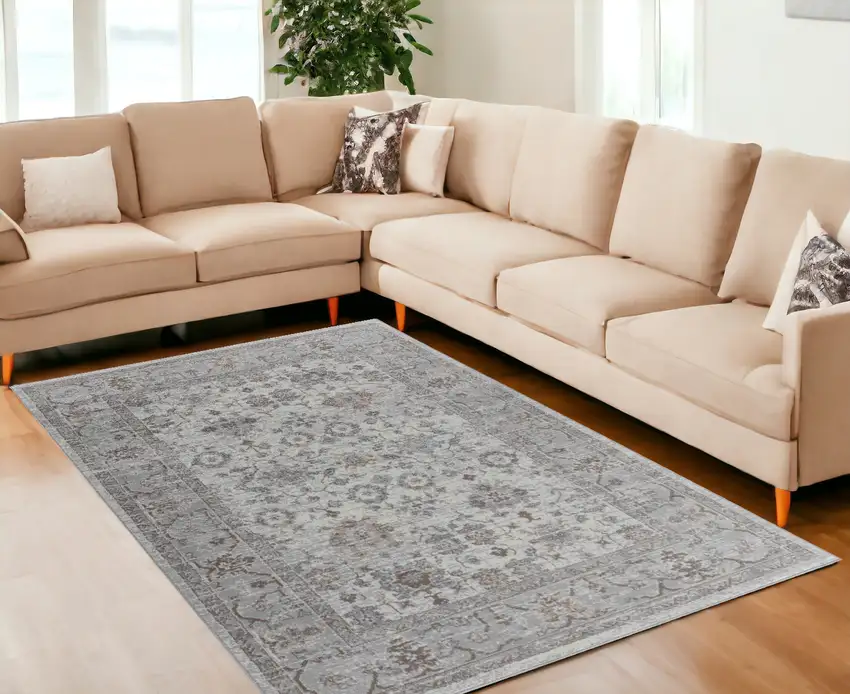 8' X 11' Grey Oriental Area Rug Photo 1