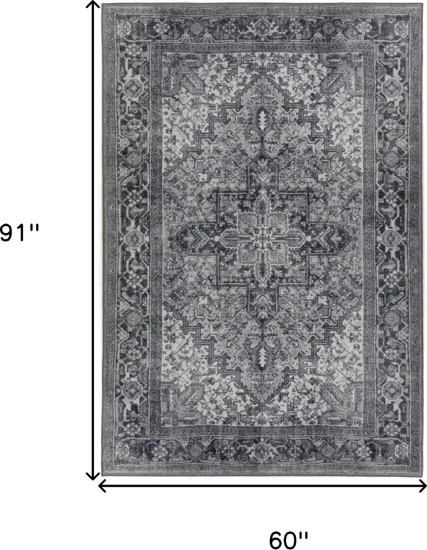 Grey Oriental Distressed Non Skid Area Rug Photo 9