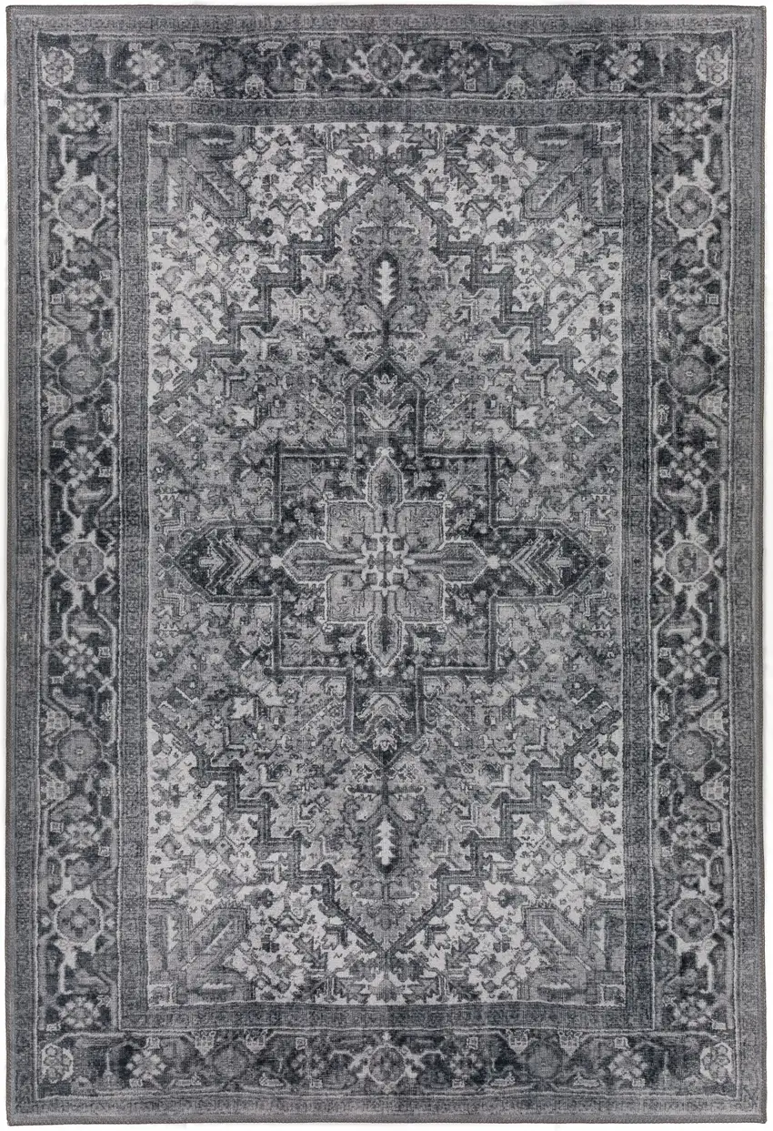 Grey Oriental Distressed Non Skid Area Rug Photo 5