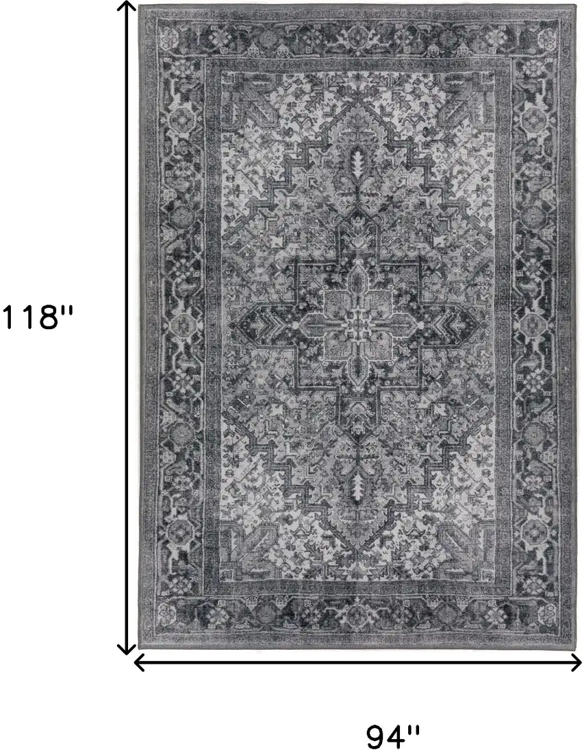 Grey Oriental Distressed Non Skid Area Rug Photo 9