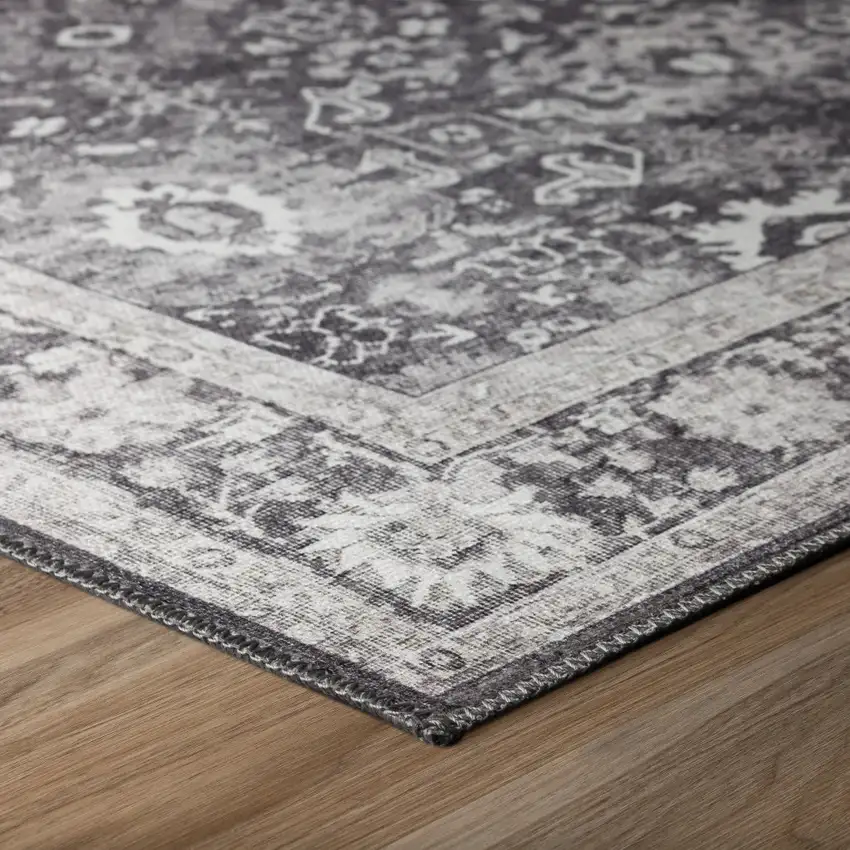 Grey Oriental Distressed Non Skid Area Rug Photo 4
