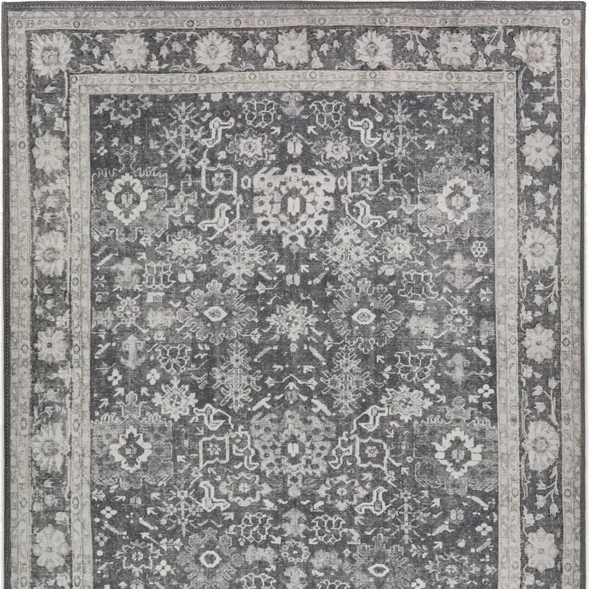 Grey Oriental Distressed Non Skid Area Rug Photo 5