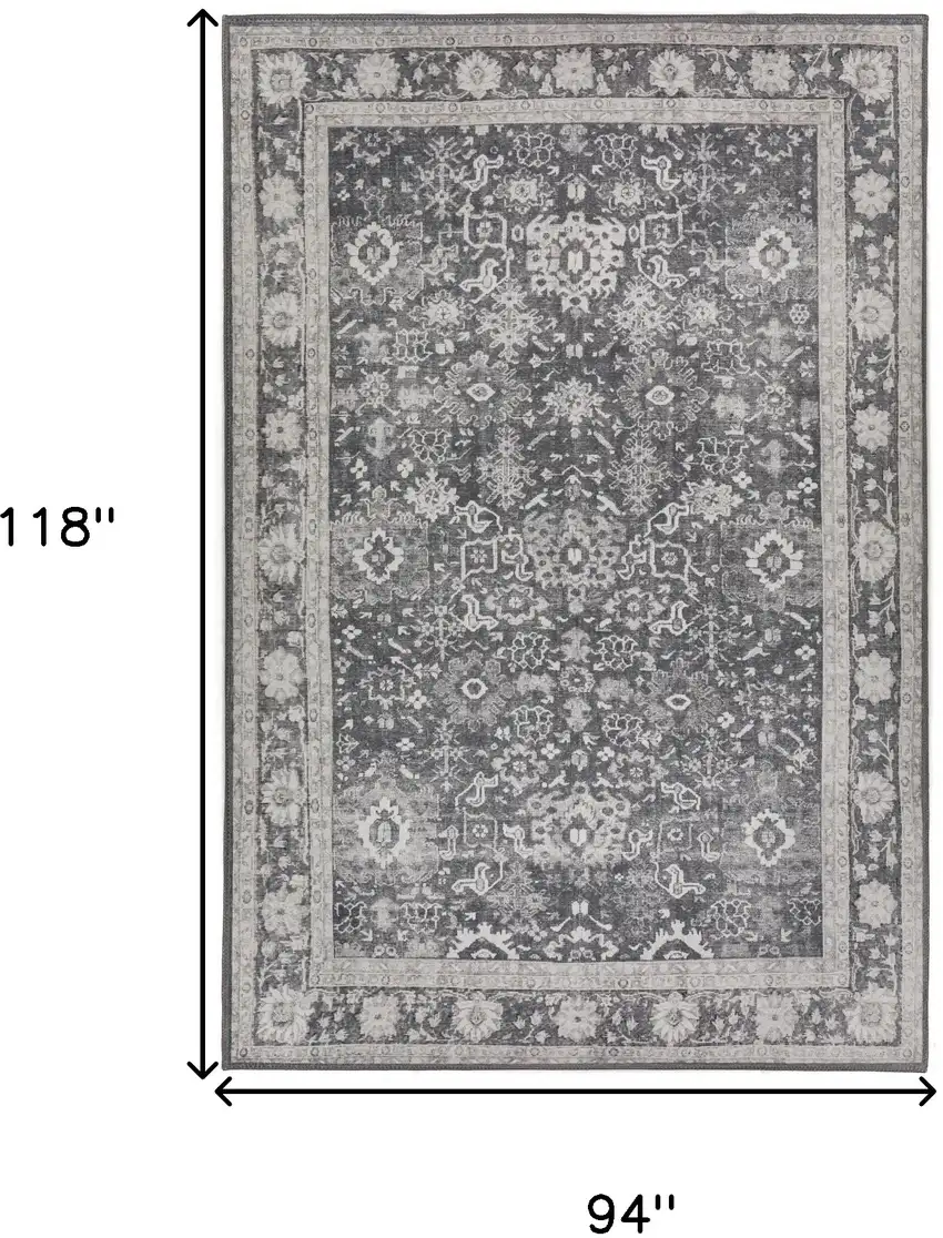 Grey Oriental Distressed Non Skid Area Rug Photo 9