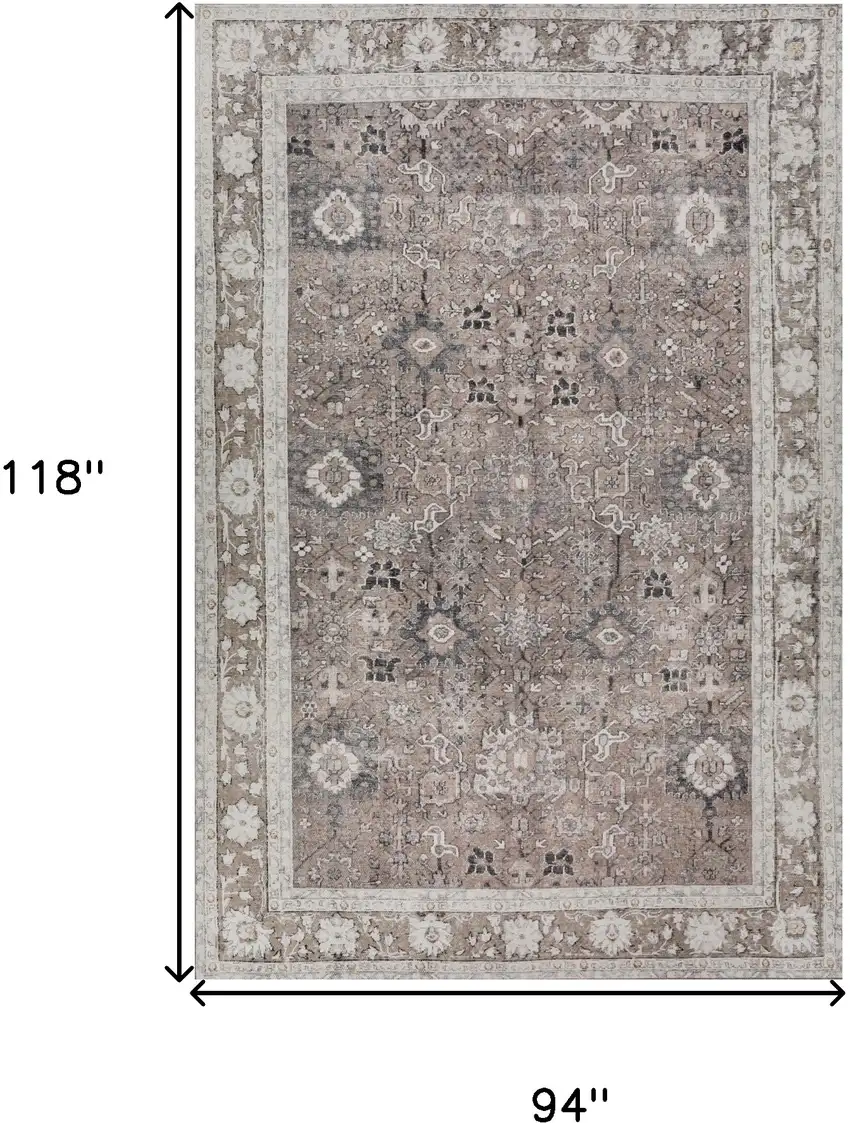 Grey Oriental Distressed Non Skid Area Rug Photo 9