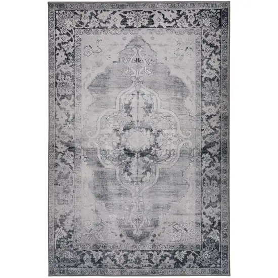 Grey Oriental Distressed Non Skid Area Rug Photo 5