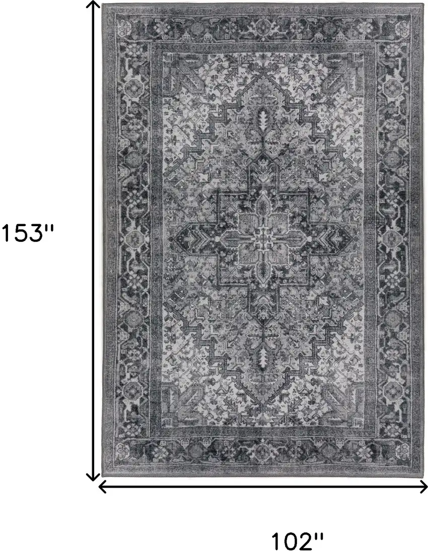 Grey Oriental Distressed Non Skid Area Rug Photo 9