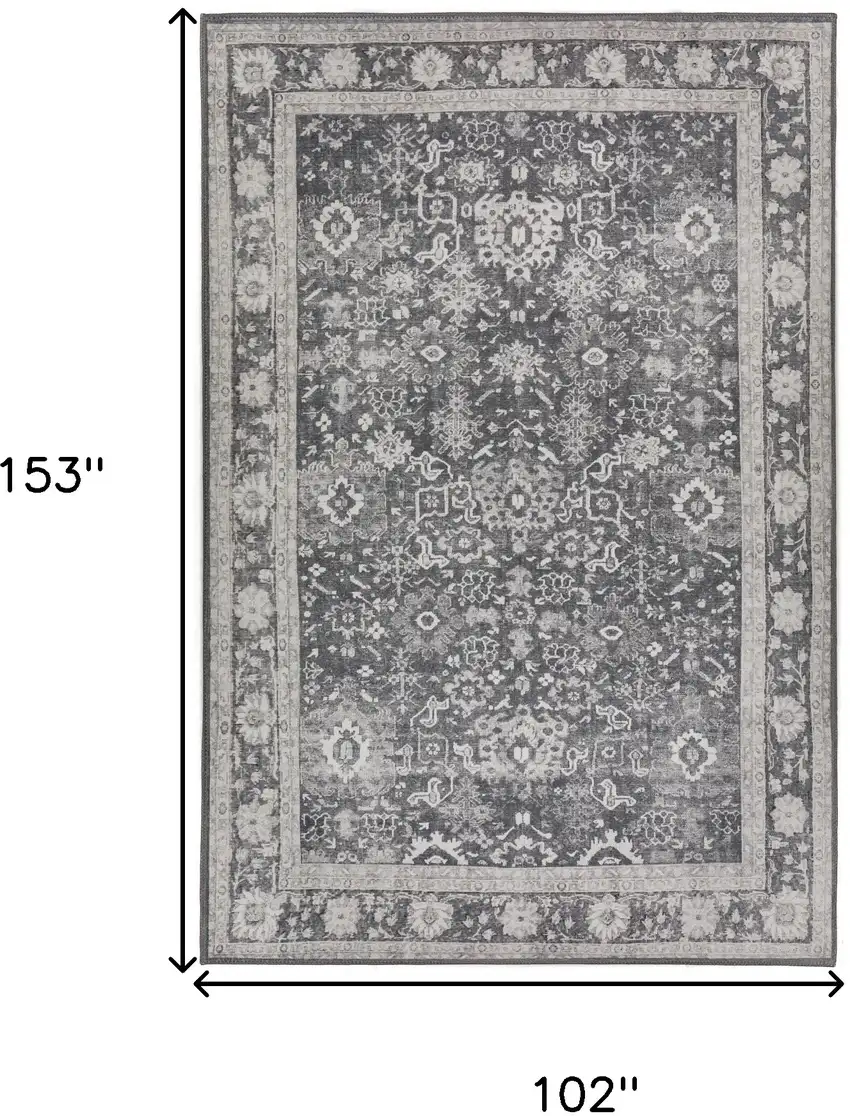 Grey Oriental Distressed Non Skid Area Rug Photo 9