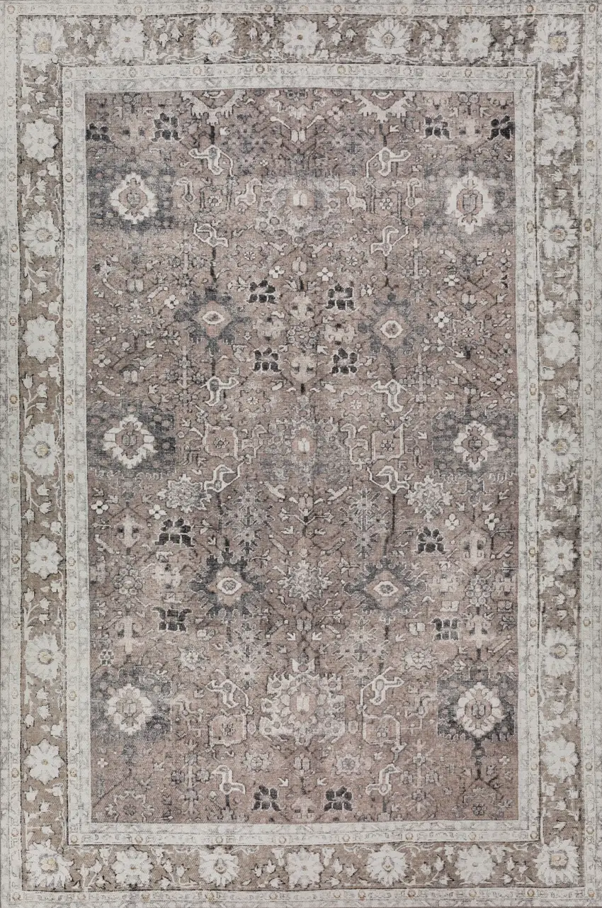 Grey Oriental Distressed Non Skid Area Rug Photo 1