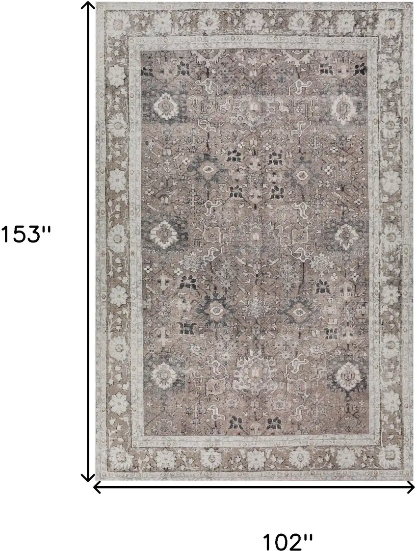 Grey Oriental Distressed Non Skid Area Rug Photo 9