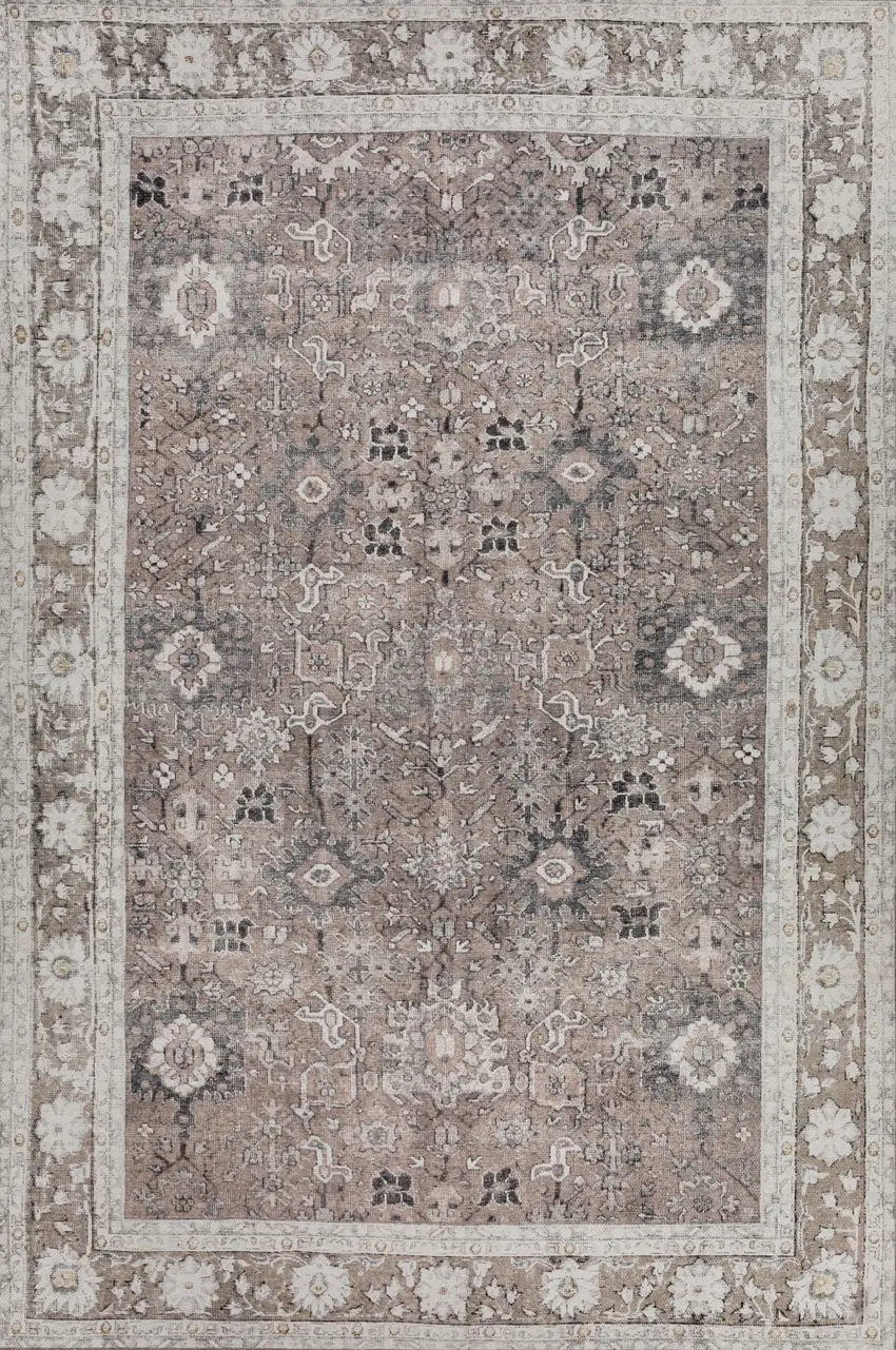 Grey Oriental Distressed Non Skid Area Rug Photo 5
