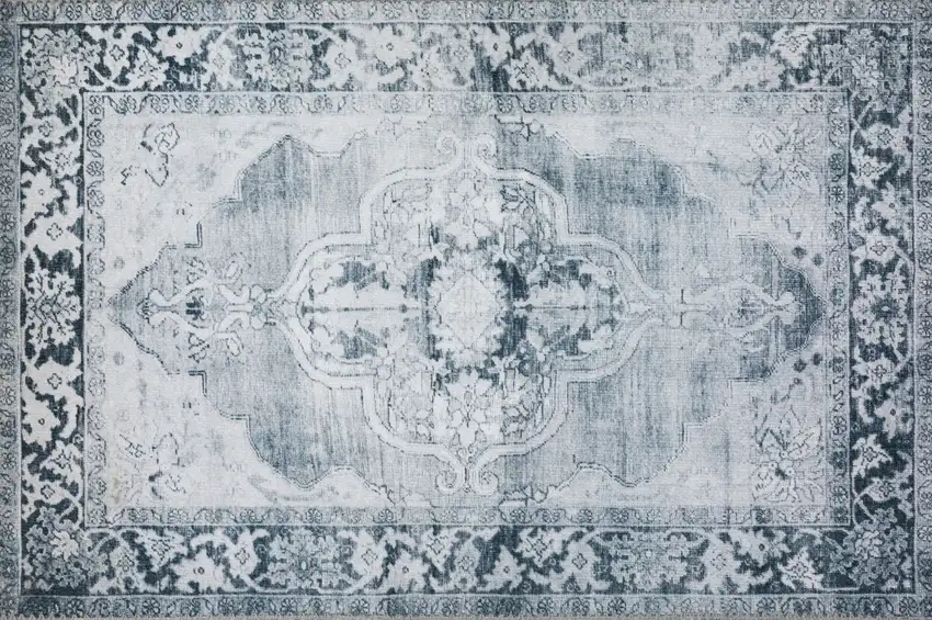Grey Oriental Distressed Non Skid Area Rug Photo 1