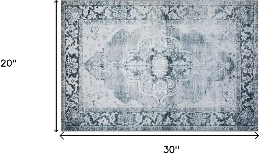 Grey Oriental Distressed Non Skid Area Rug Photo 7