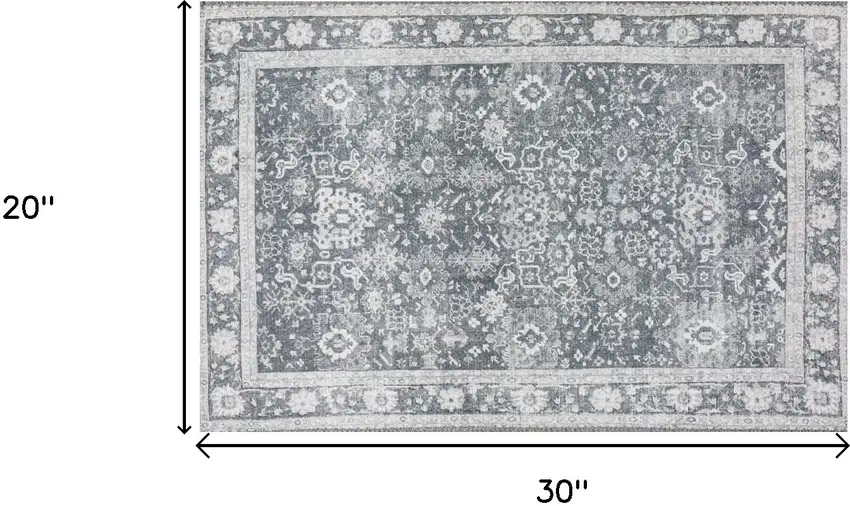 Grey Oriental Distressed Non Skid Area Rug Photo 7