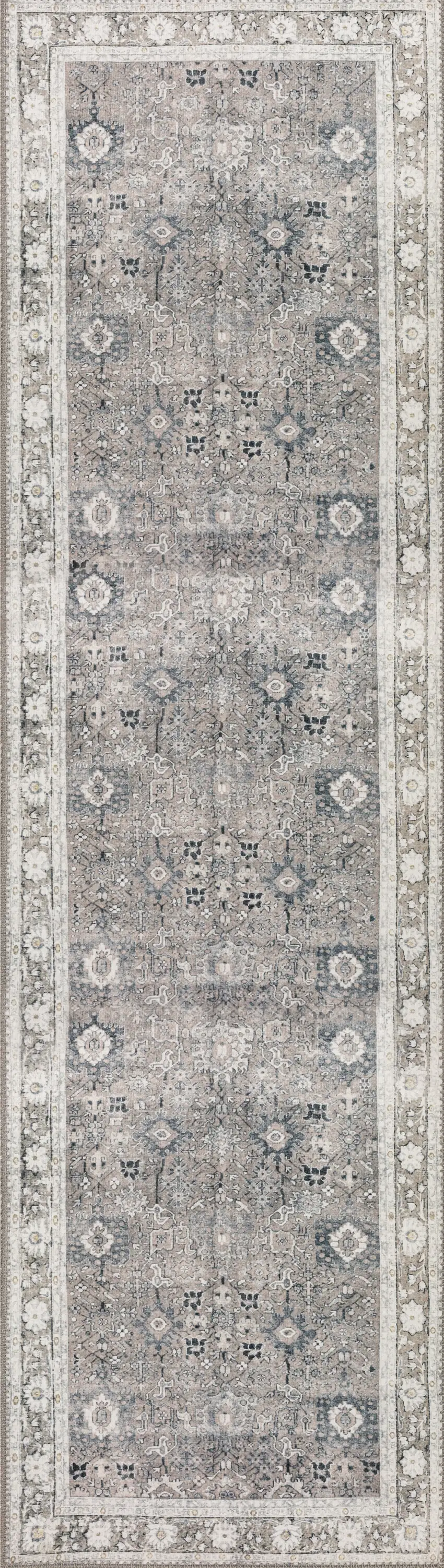 Grey Oriental Distressed Non Skid Runner Rug Photo 1