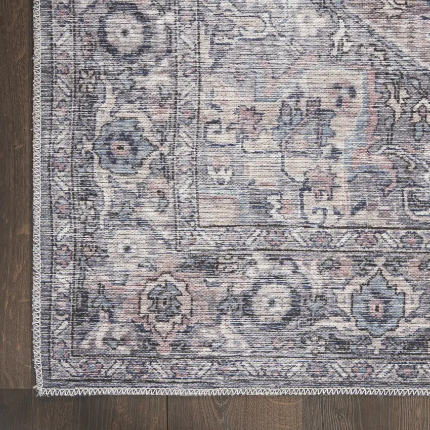 Grey Oriental Power Loom Distressed Washable Area Rug Photo 7