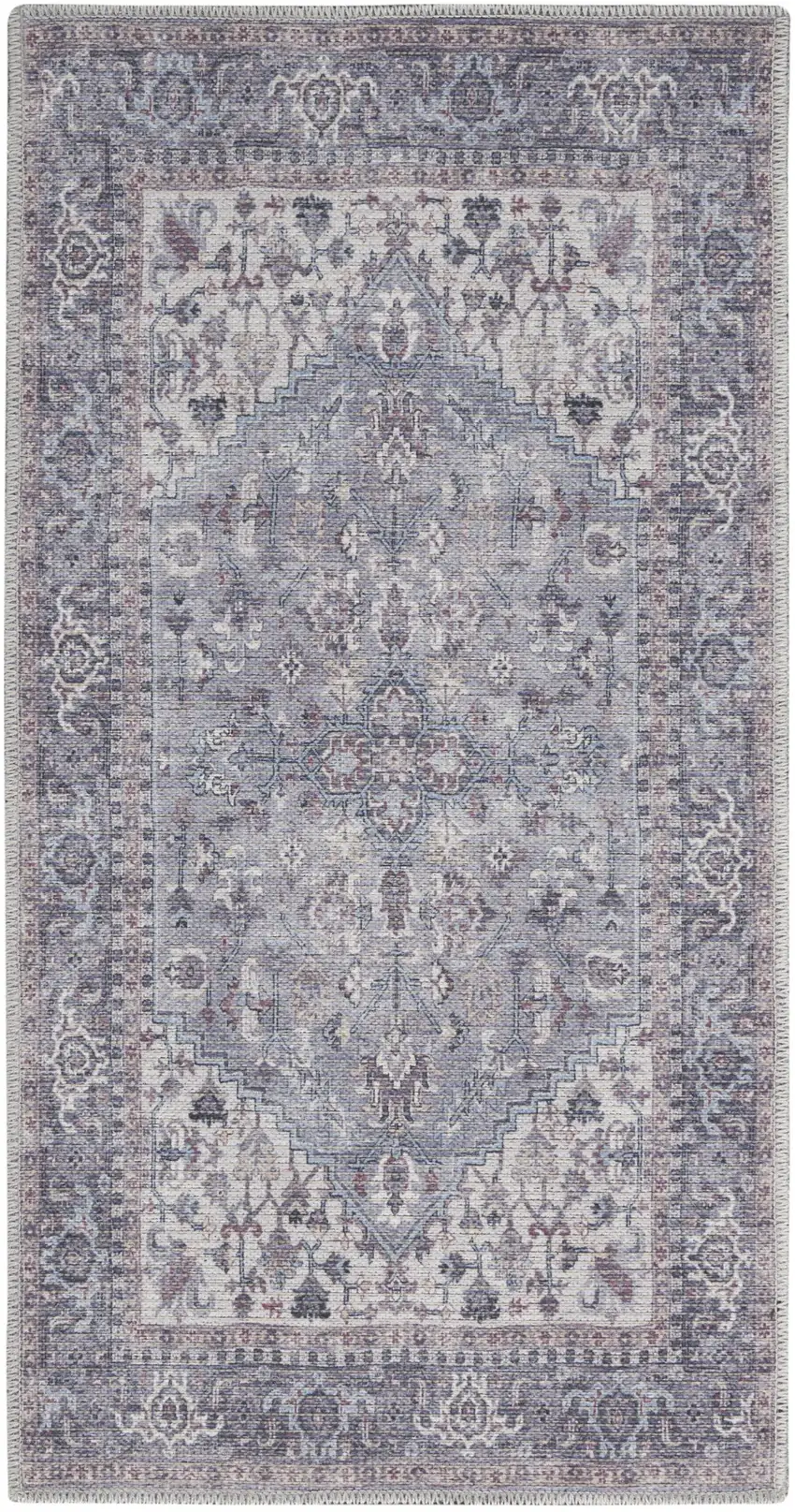 Grey Oriental Power Loom Distressed Washable Area Rug Photo 9