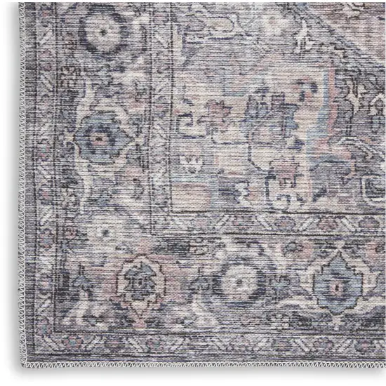 Grey Oriental Power Loom Distressed Washable Area Rug Photo 1