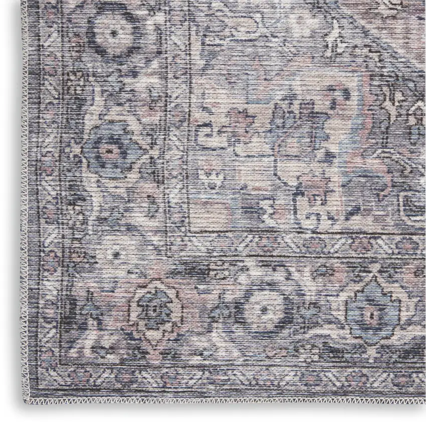Grey Oriental Power Loom Distressed Washable Area Rug Photo 1