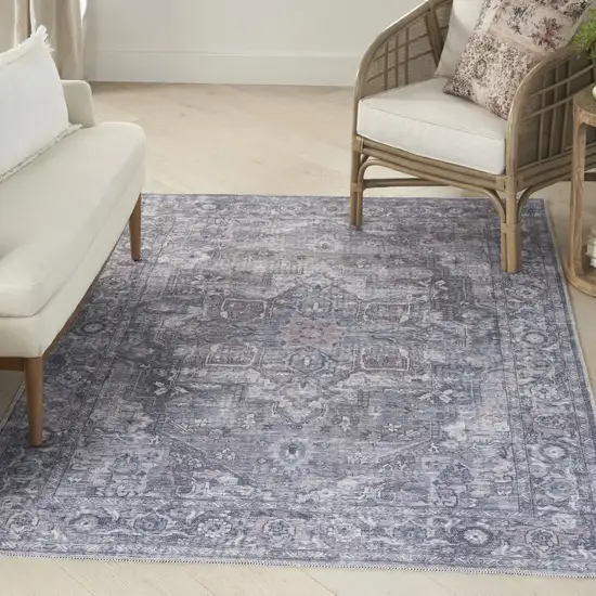 Grey Oriental Power Loom Distressed Washable Area Rug Photo 3