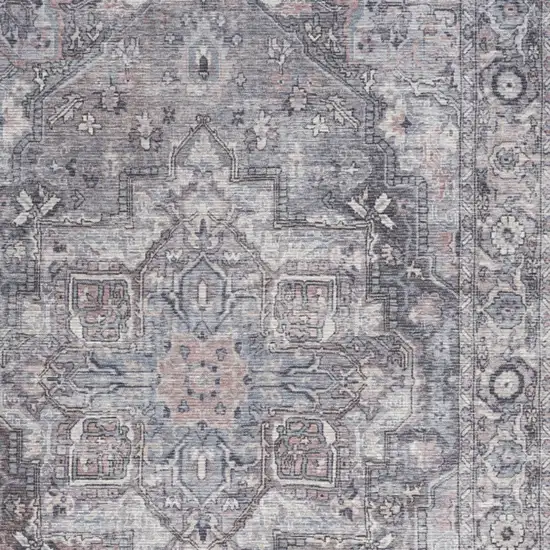 Grey Oriental Power Loom Distressed Washable Area Rug Photo 3