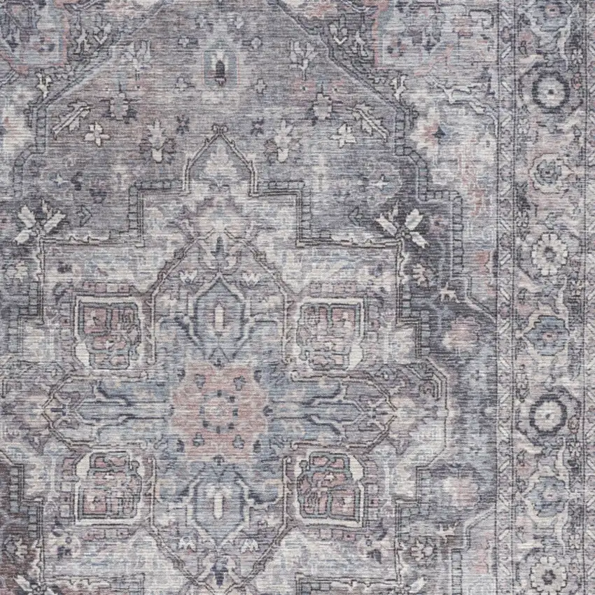 Grey Oriental Power Loom Distressed Washable Area Rug Photo 3