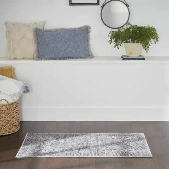 Grey Oriental Power Loom Distressed Washable Area Rug Photo 4