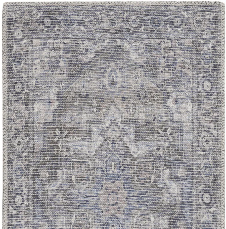 Grey Oriental Power Loom Distressed Washable Runner Rug Photo 3