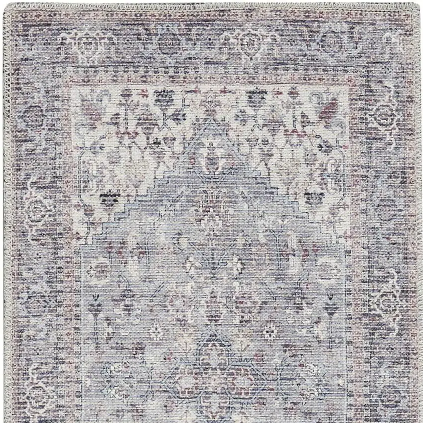 2' X 6' Grey Oriental Power Loom Distressed Washable Runner Rug Photo 3