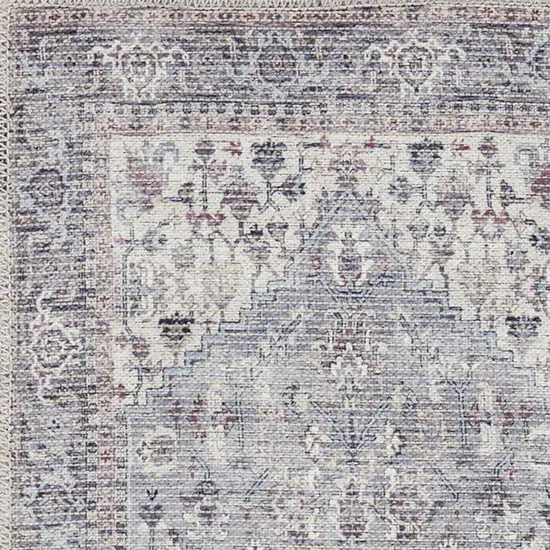 2' X 6' Grey Oriental Power Loom Distressed Washable Runner Rug Photo 1