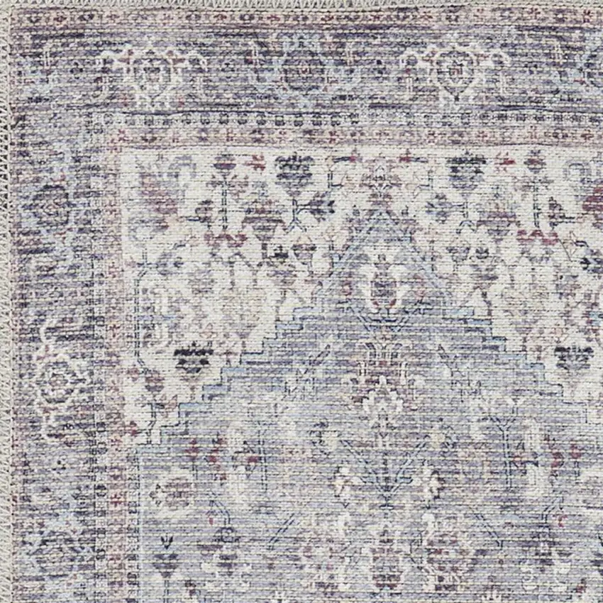2' X 6' Grey Oriental Power Loom Distressed Washable Runner Rug Photo 1